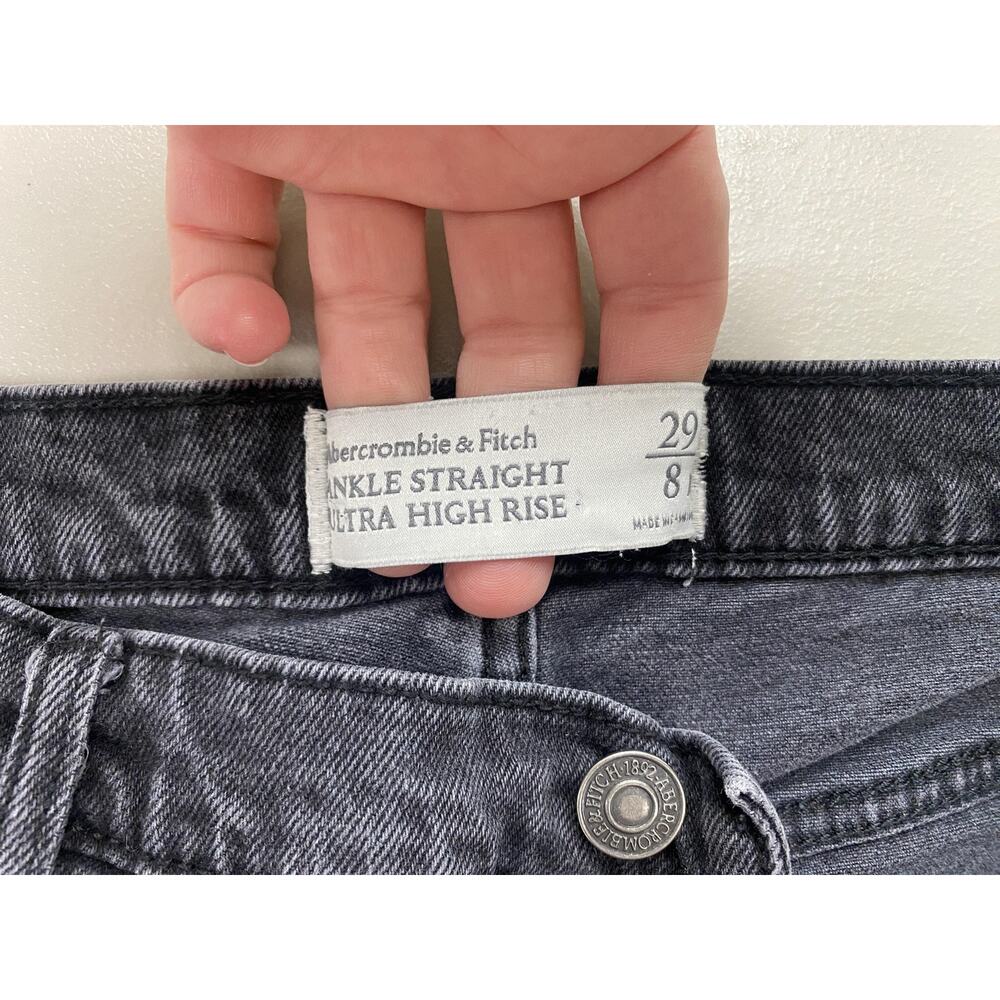 Abercrombie & Fitch Ankle Straight Ultra High Rise Jeans Womens 8/29 Black 28x26 - Picture 11 of 13